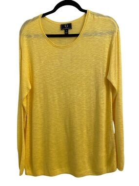 G by Giuliana Yellow Pullover Seaside Slub Knit Sweater Yellow Size M NWT